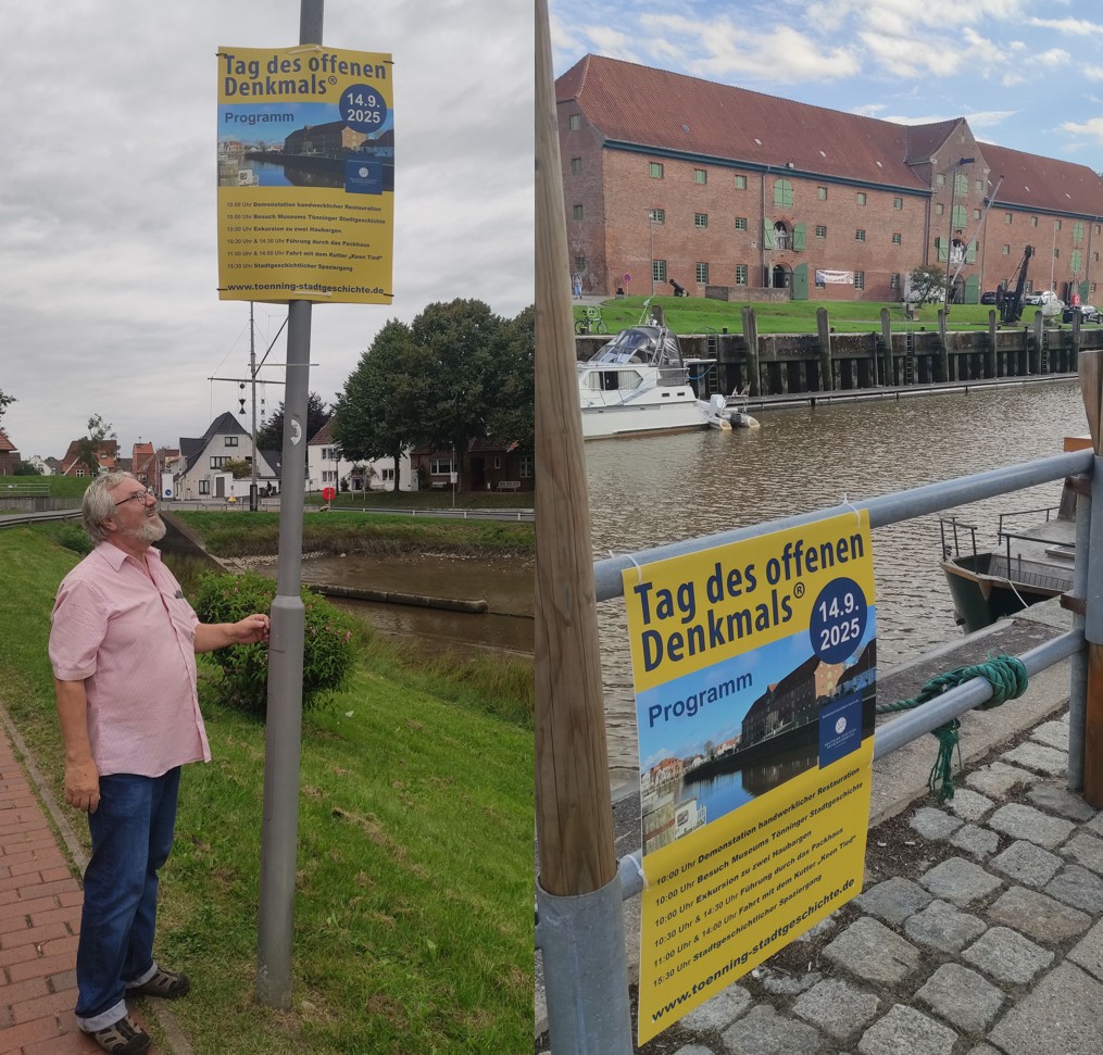 Aufgehängte Werbeplakate